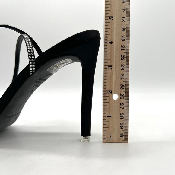 BLACK SUEDE STUDIO Lexi Heeled Sandal 7.5 Black Crystal Rhinestone Embellished